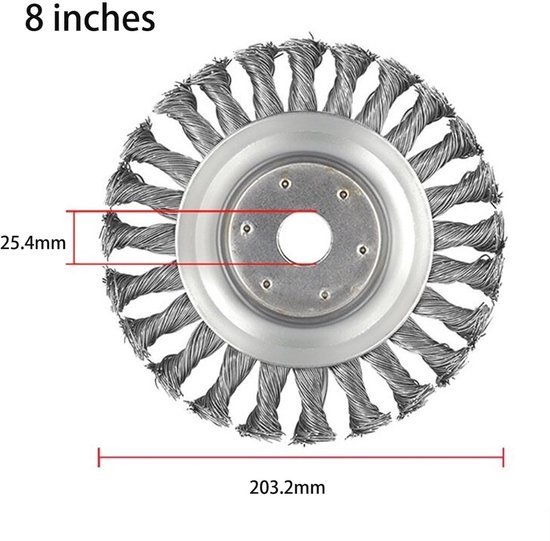 Ronde onkruidborstel met wiel - 15 cm / 8 inch, voor tuin en landbouw van FD-Workstuff — afbeelding 2