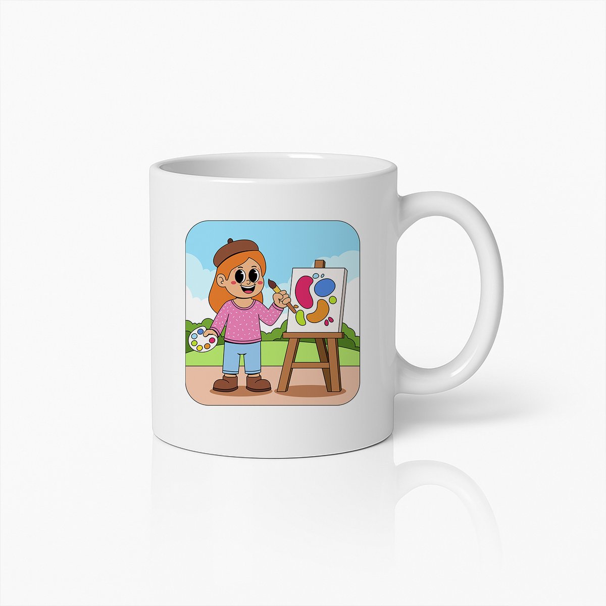Creatief Meisje Schildert Kunst Mok – Leuke Keramische Koffiebeker voor Kunstenaars
