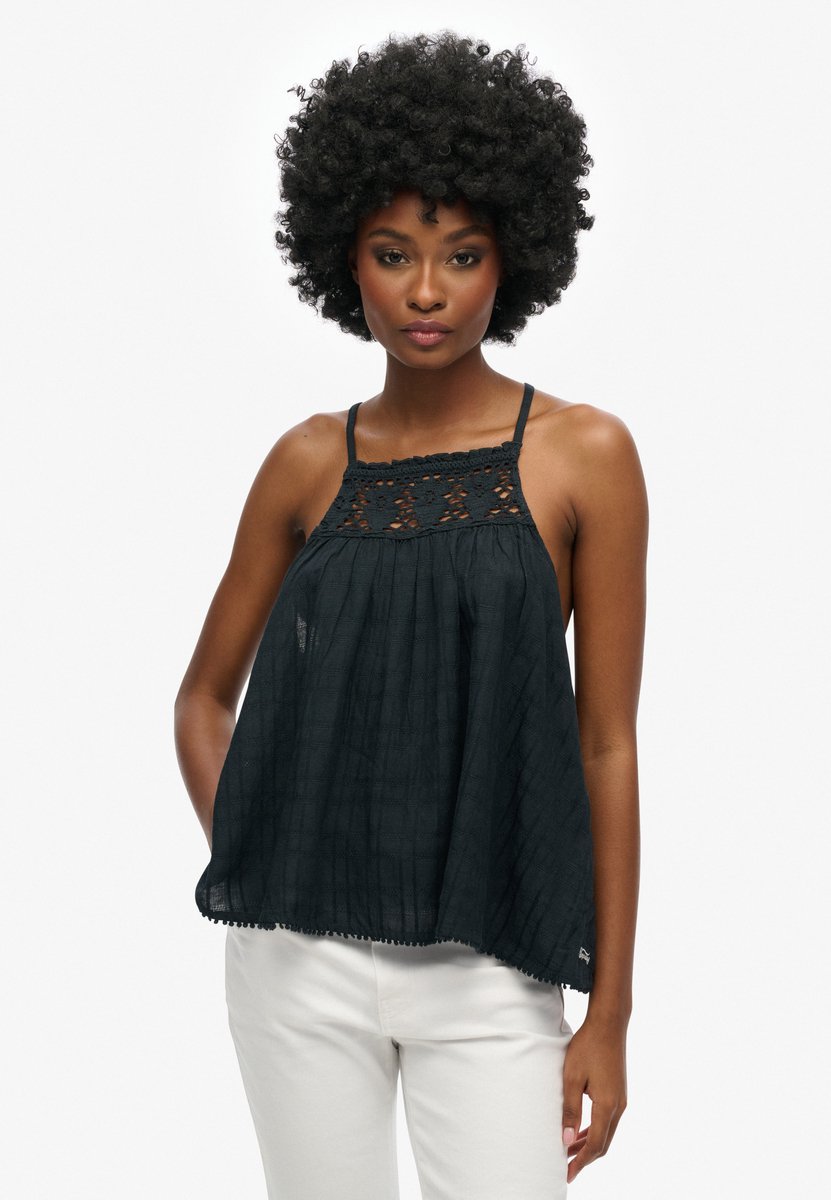 Superdry Vintage camitopje met halternek Dames Tops Marineblauw