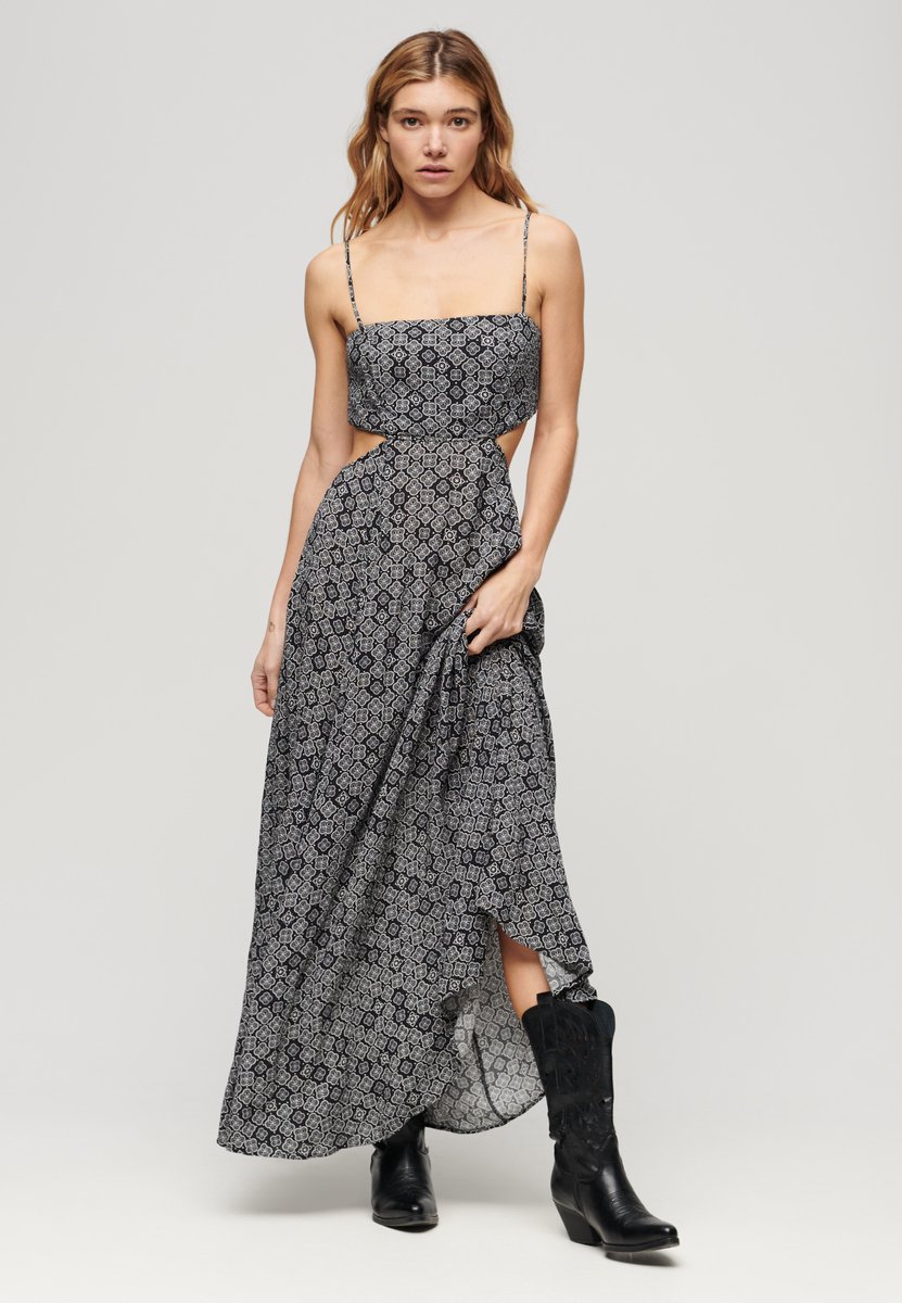 Superdry Maxi-jurk met transparante achterkant Dames Jurken Zwart