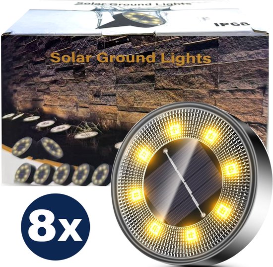 8 LED Solar Grondspots voor de Tuin