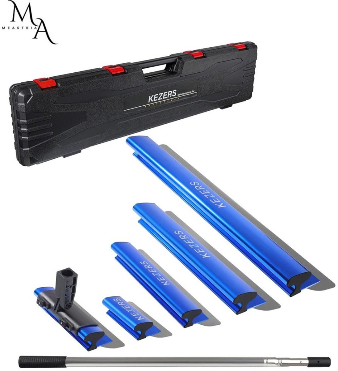 Skimming Blade Set - Gipsplaten Skimming Blade Set – Flexibele Set - Skim Set - RVS Skim Set– 18 / 25 / 30 / 40 / 60 cm – Aluminium Handgreep – Flexibele Roestvrijstalen Spatel – Voor Gladstrijken van Gips, Beton en Stuc – Lichtgewicht en Duurzaam