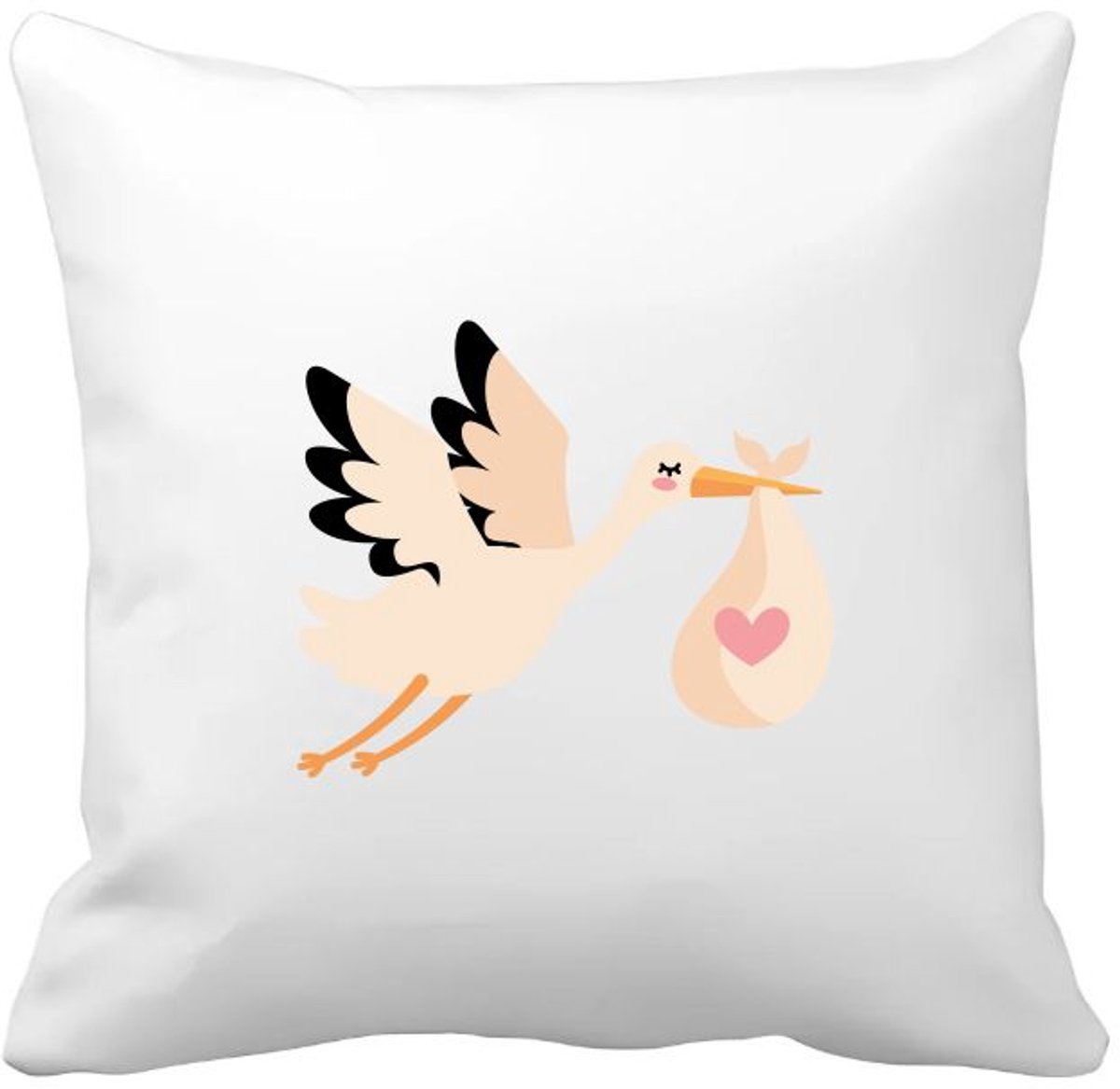 Akyol ooievaar Kussen hoes - Vogels - dieren liefhebbers - geboorte cadeau - kraamcadeau - dieren - 40 bij 40 cm Multicolor