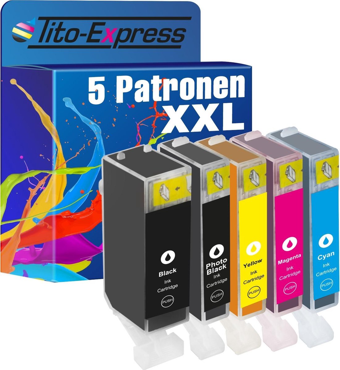 Tito-Express PlatinumSerie 5x Canon PGI-525 CLI-526 XL cartridges inkt patroon alternatief voor Canon PGI 525 CLI 526BK CLI 526C CLI 526M CLI 526Y - Tito-EXpress