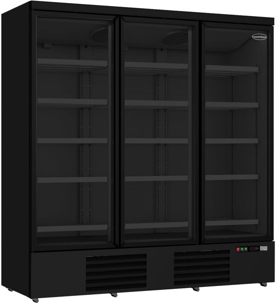 Combisteel Koelkast - 1530L - Zwart - 0°C/+10°C - Geforceerd - 3 Draaideuren - Wielen - 1880x710x1997mm - Horeca Koelkast
