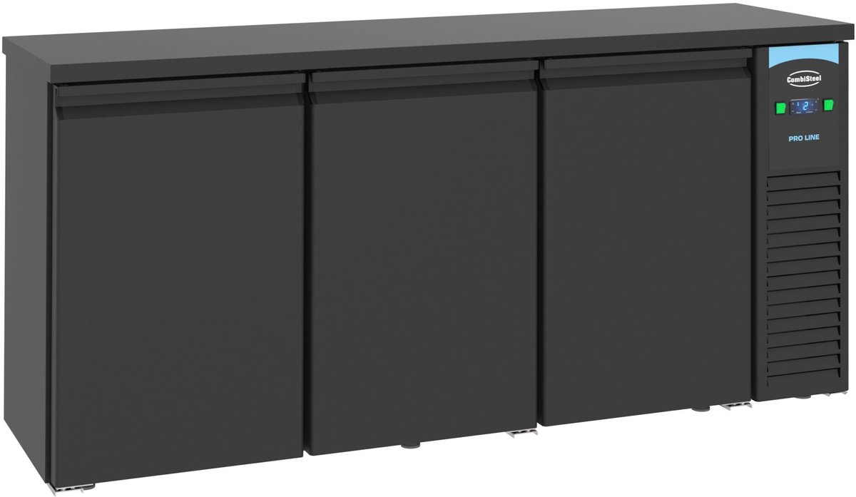 Combisteel Barkoelkast - 500L - Zwart - Geforceerd - Draaideuren - 1940x550x950mm - Horeca Koelkast