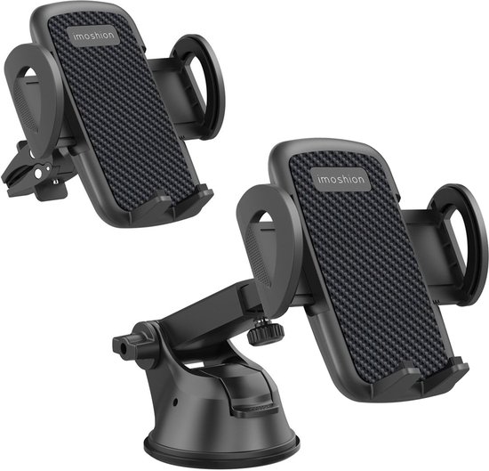 imoshion 3-in-1 Telefoonhouder Auto met Zuignap voor Dashboard, Raam en Ventilatierooster - GSM Houder - Telefoonhouders Auto - Universeel en Verstelbaar - Zwart