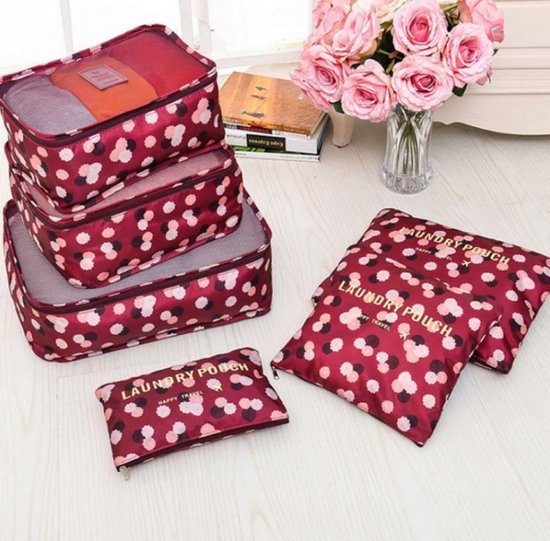 Packing cubes set - koffer of tas organizer - inpak zakken - rood