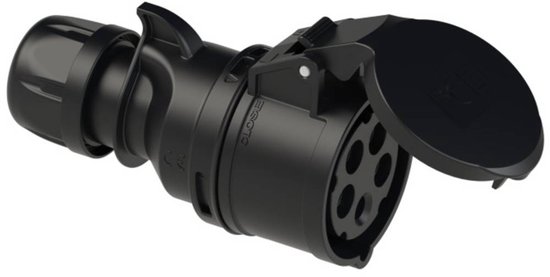 PCE CEE-16A 3P Chassisdeel, 3-Polige 230V Socket Female Black, IP44, Midnight Serie | New Line