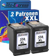 Set van 2x gerecyclede inkt cartridges voor HP 338XL