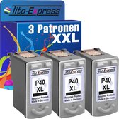 Set van 3x gerecyclede inkt cartridges voor Canon PG-40
