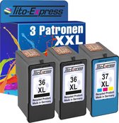 Set van 3x gerecyclede inkt cartridges voor Lexmark 36 & 37