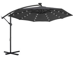 Ø3.5m donkergrijze parasol aluminiumlegering cantilever parasol handbediende parasol tuinparasol anti-ultraviolet Met LED-licht