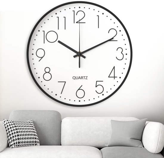 Moderne Wandklok zilver/grijs – 20 x D4 cm | klok voor aan de Muur