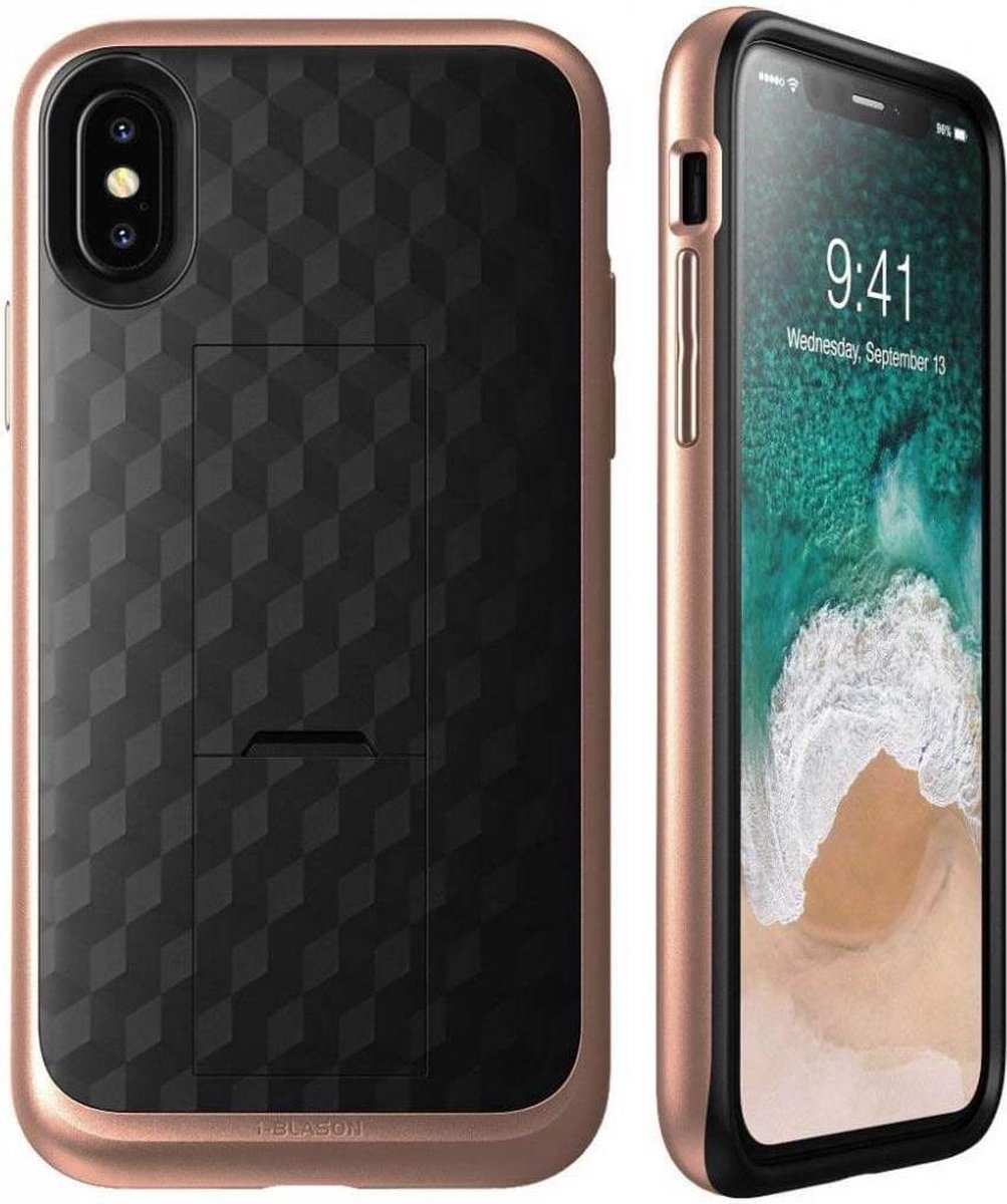 i-Blason iPhone X hoes extra bescherming met holster Roze Goud