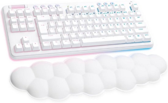 Foto: 715 gaming toetsenbord met kabel en lightsync rgb verlichting lightspeed technologie gx brown tactiele switches inclusief polssteun pc en mac compatibel wit