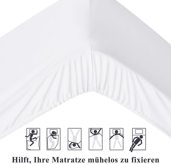 Hoeslaken 180x200 cm Lichtgrijs Tweepersoons Microvezel van Hoge Kwaliteit Anti-Huisstofmijt & Hypoallergeen Zacht en Ademend Met Hoekelastiek voor Matrassen tot 30 cm Machinewasbaar