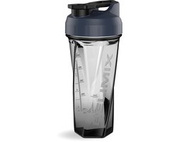HELIMIX Shake Beker - 828 ML Wheyshaker - Fitness Sport Shake Smoothie Beker Fles Bidon - ZONDER Bal- Kleur Midnight- Doorzichtig