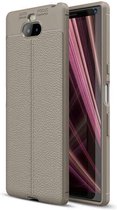 Sony Xperia 10 Plus hoesje - gel case lederlook - grijs - GSM Hoesje - Telefoonhoesje Geschikt Voor: Sony Xperia 10 Plus