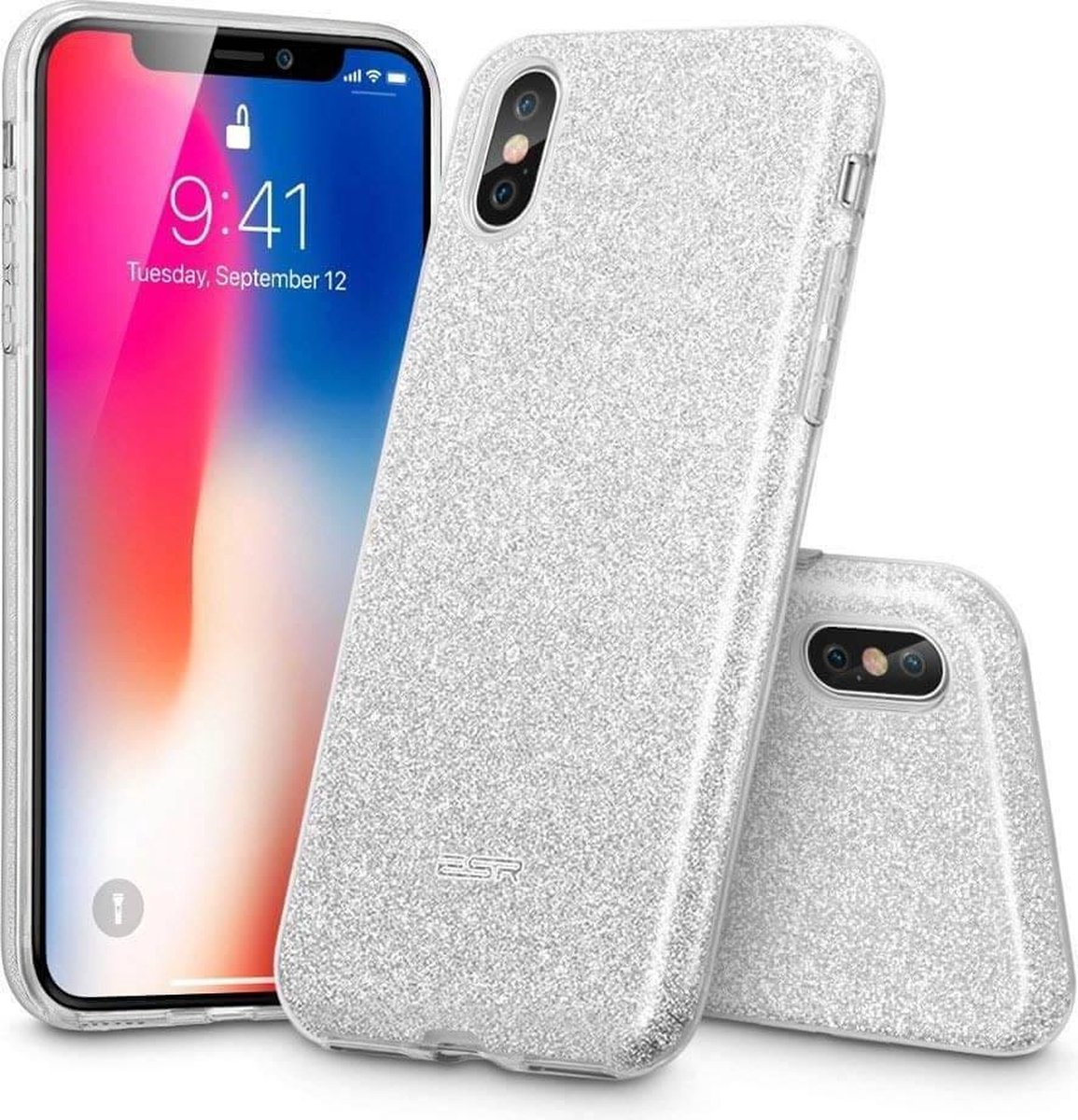 ESR iPhone 7 hoes glitter zilver chique design zacht TPU