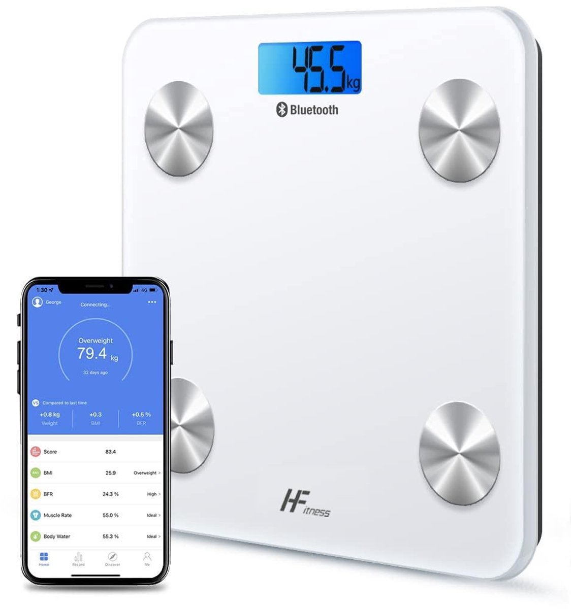 Digitale Personenweegschaal met Bluetooth, Achtergrondverlichting en 180 kg Capaciteit