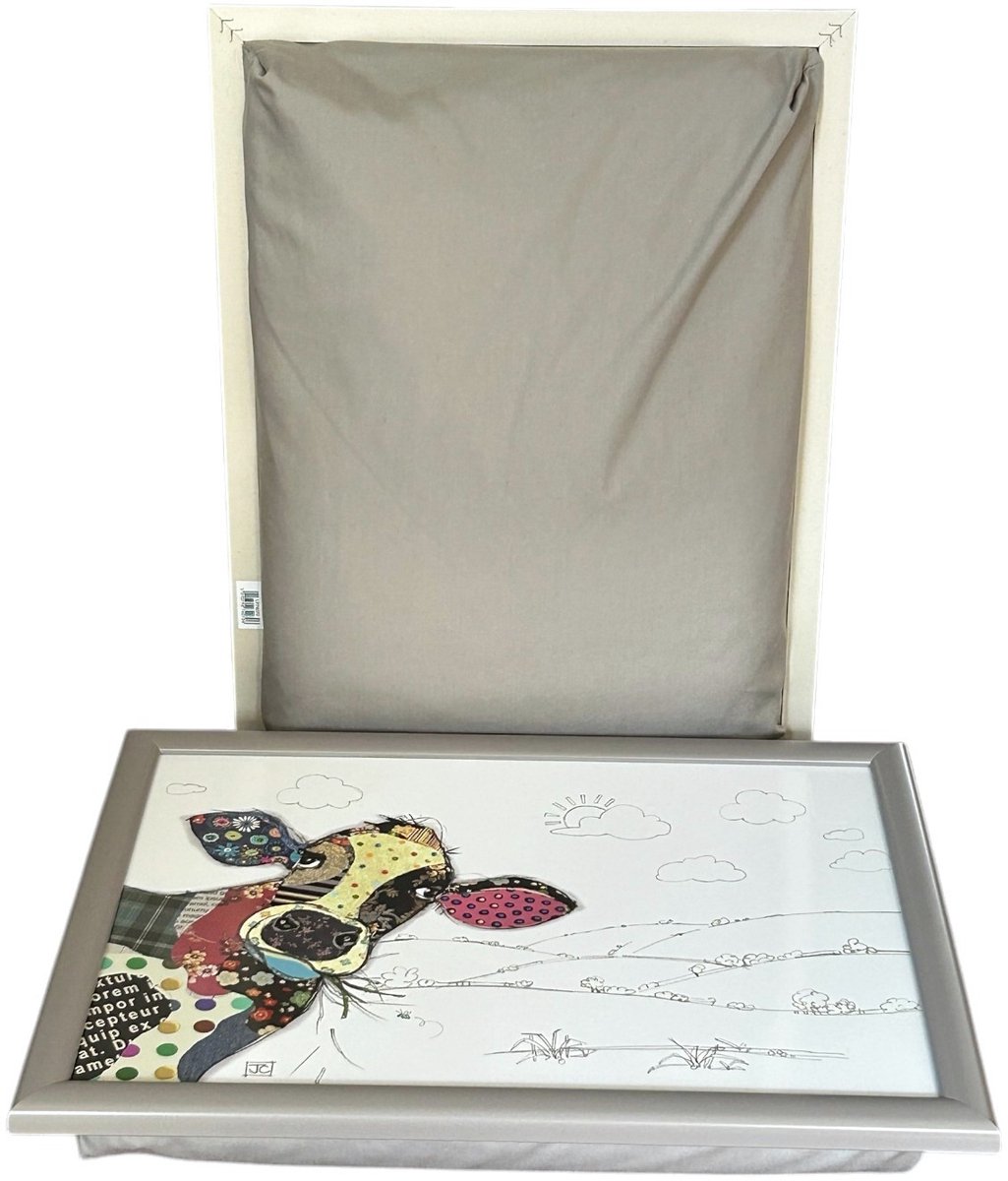 L&P - Laptray - Schootkussen - Schoottafel - Laptoptafel - Schootdienblad Bonte Koe met Uitzicht - 44x33x6 cm