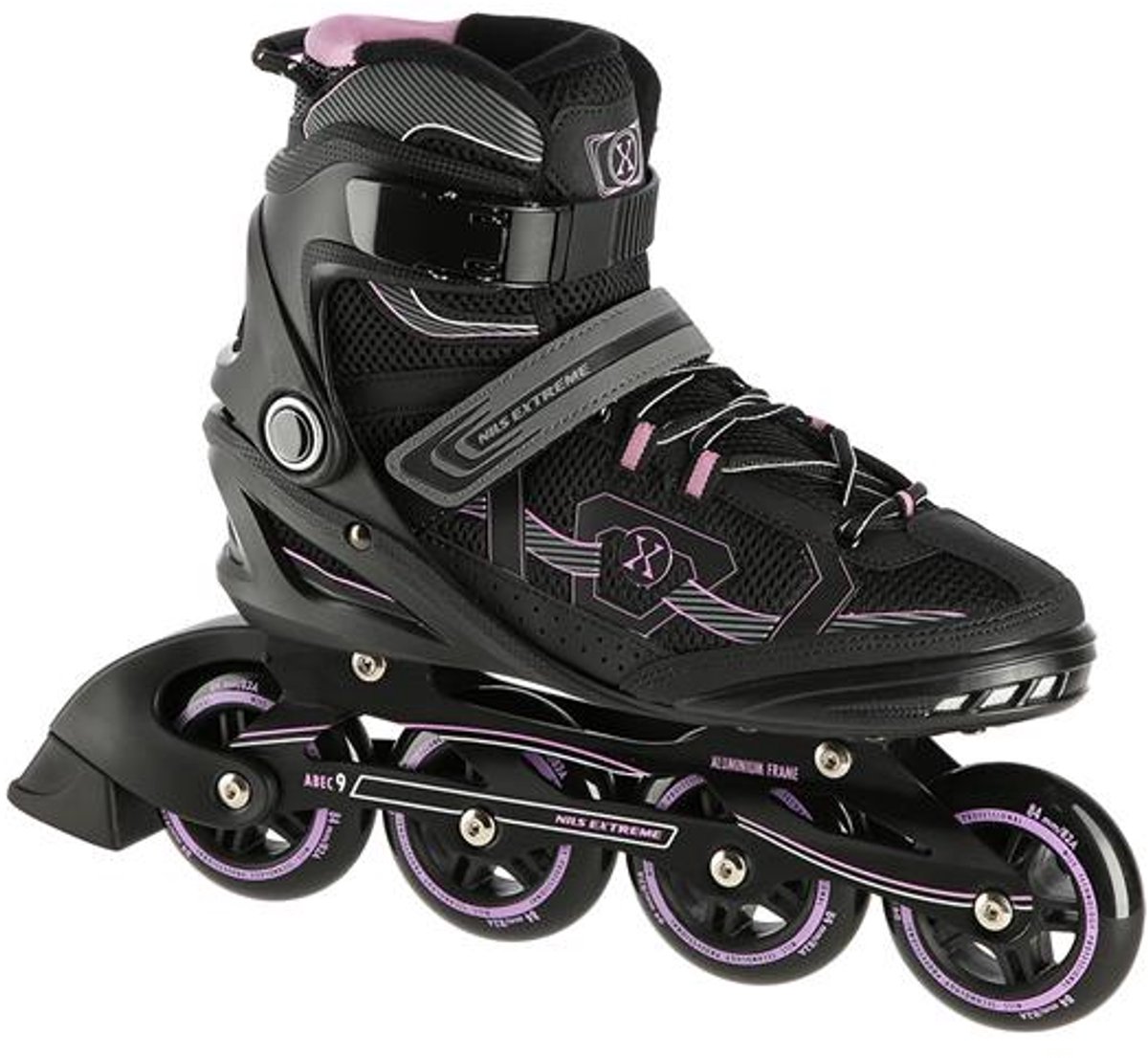 Nils Extreme NA9157 Inlineskates Czarno-Fioletowy Aluminium Płoza ABEC 9 Zwart