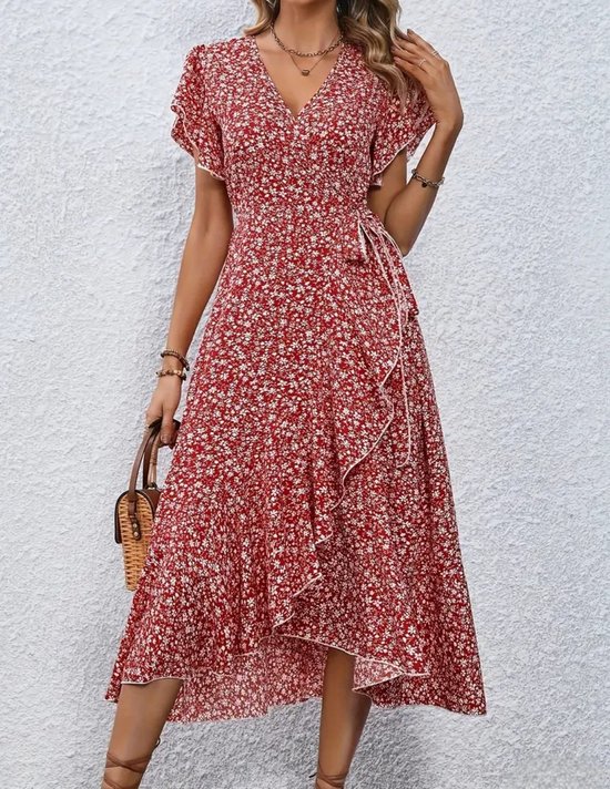 H&m Dress Rode Bloemetjes Jurk Prachtige Zomer Bloemenjurk Jurk