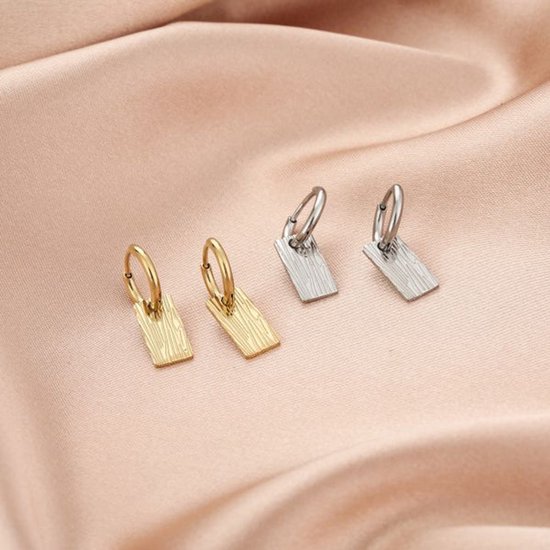 Boucle d'oreille Bijoutheek carrée bois JE12300 argent