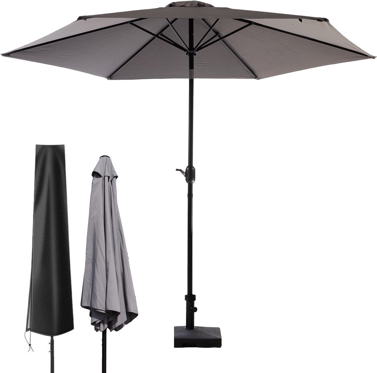 Bol.com MaxxGarden Stokparasol - tuin en balkon parasol - opdraaisysteem - 300 cm - Antraciet - Incl. Parasolhoes aanbieding