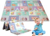 Speelmat - Baby - Slijtvast materiaal op doekbasis-Kinderen - Kruipmat - Speelkleed - Dubbelzijdig - XL - Opvouwbaar - 1.5CM Dik - Foam - Olifant & Aapje - Cijfers & Letters - 180 x 200 x 1.5CM