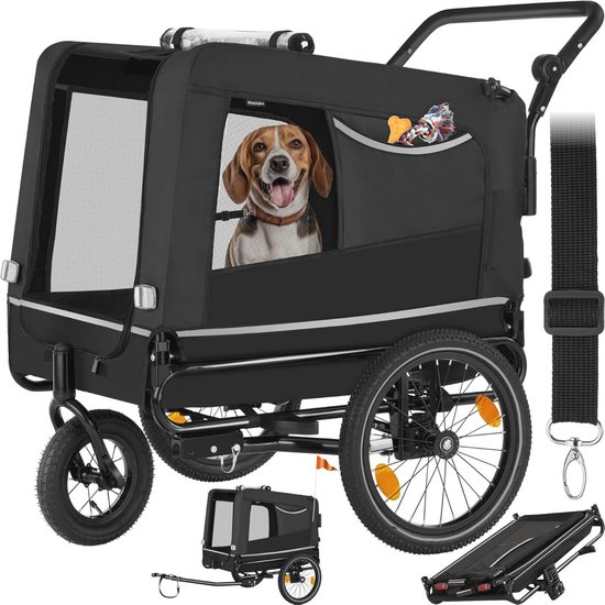 2-in-1 fietskar voor honden XL met vering
