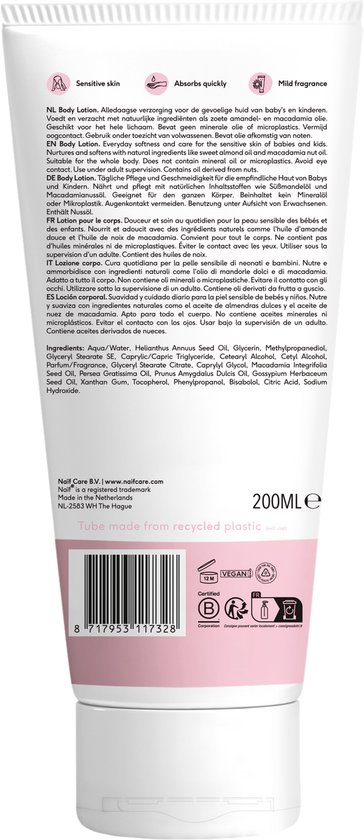 Naïf - Bodylotion - Baby & Kids - Verzachtend - Natuurlijke Ingrediënten - Hydraterend - Gevoelige Huid - 200ml