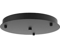 Plafondplaat Ø 30 cm met 3 gaten zwart