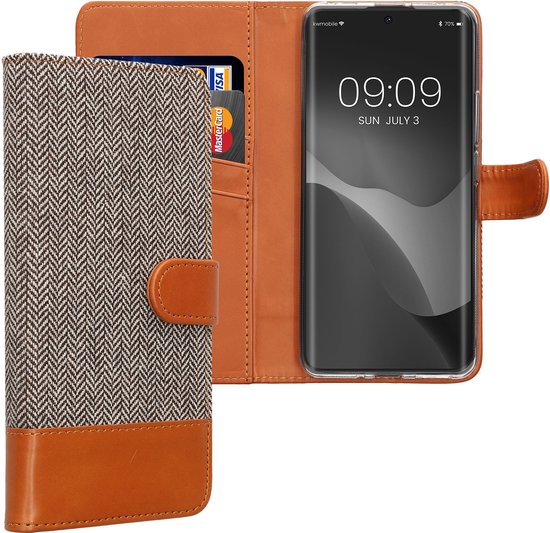 Étui kwmobile compatible avec Xiaomi Redmi Note 14 Pro 5G / Poco X7 - Étui avec porte-cartes gris clair / marron - Étui avec portefeuille