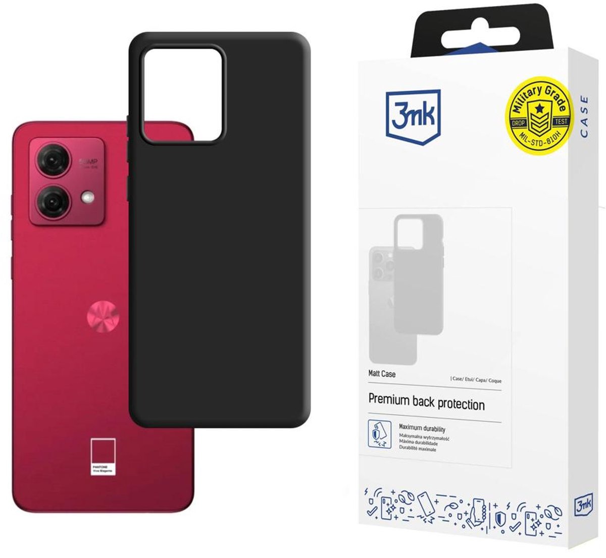 3mk Matt Case Zwart voor Motorola Moto G84 5G