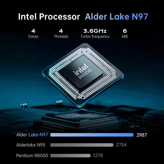 N Cpu Acemagic Laptop - 15,6 inch 12e generatie Intel N97 processor tot 3,6 ...