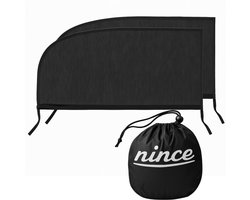 Nince Zonnescherm Auto Zijraam - Overtrek - Set van 2 – Extra Donker Zonnescherm Auto Baby - Met UV Protectie voor Kind & Baby - Zwart - Autoaccessoires
