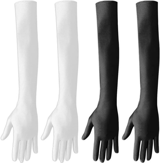 Handschoenen Voor Dames Zwart Lang En Elegant Met Satijnen 