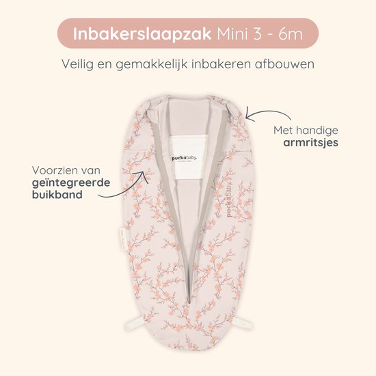Puckababy Mini Inbakerslaapzakje baby (3-6m) - Blossom - Katoen TOG 0.5 — afbeelding 2