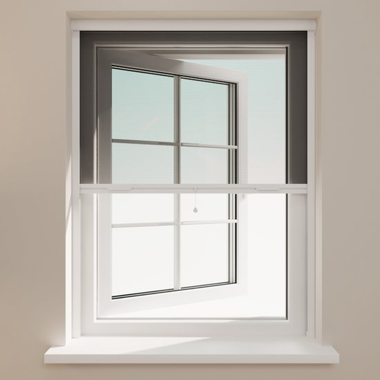 Radeco® Store enrouleur anti-insectes - Raccourcissement possible - Maille Zwart - Couleur du profil Wit cassé - 60 x 150 cm