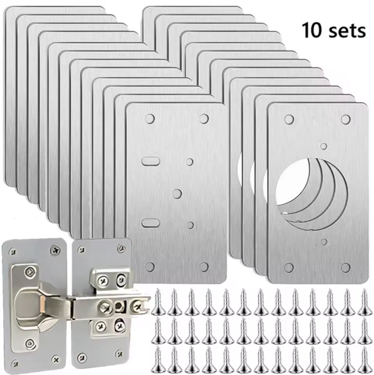 TLVX 10 sets Sterke Scharnier Reparatie Platen – Universeel - Reparatieplaat – Keuken deurtjes Herstellen – Bevestigingsplaat - Poreus Hout - Badkamer Meubel Deur Montage – Hangende Deuren Keukenkastjes Oplossen – Scharnier Stevig Vastzetten