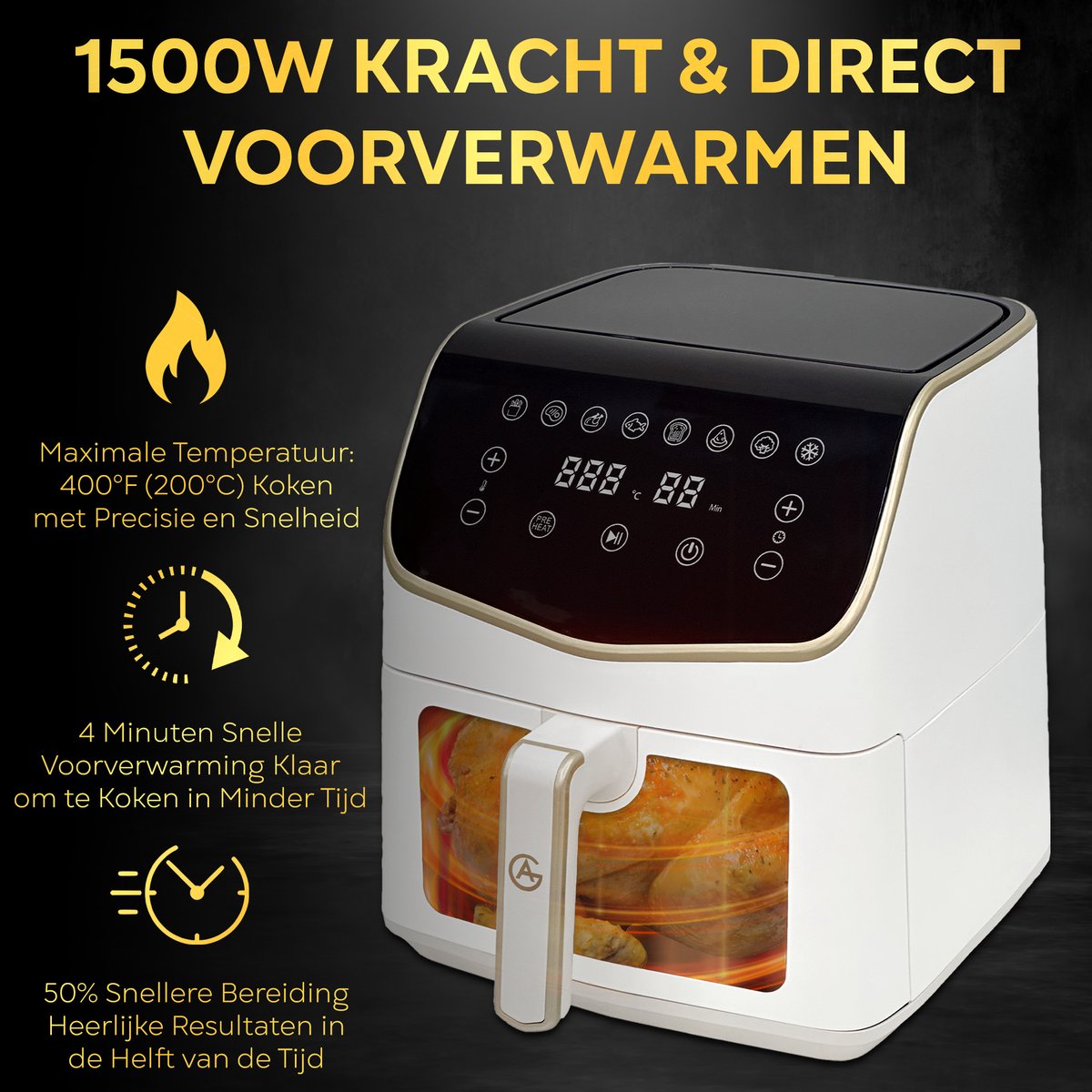 AG Airfryer XXL Premium Luchtfriteuse met Dubbele Lade - afbeelding 3
