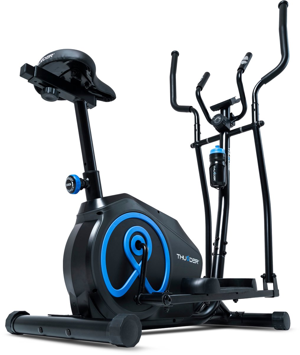 THUNDER® Crosstrainer | DUAL | Elliptische trainer | Magnetisch | Verstelbaar zadel | Polssensor | Antislippedalen | Flessenhouder + drinkfles | Transportwielen | Hartslagsensoren | Stelvoetjes | Tablethouder | Stille werking | Max. 110 kg |