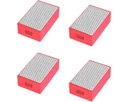 Diamant Handpolijstpads - 4 stuks - 60 mesh - Schuurpapier - Polijstschijven - Schuurspons - Schuurblok - Voor het Slijpen van Metaal, Tegels, Glas en Steen - 9*6*3 cm