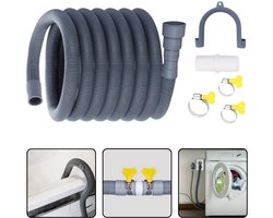 Wasmachine Afvoerslang - 1,5 Meter Verlengset - Flexibele Gegolfde Afvoerslang Voor Vaatwasser & Wasmachine - Eenvoudig te Installeren