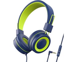 Intelectro Kinderheadset - Veilig, Verstelbaar en Verbluffend Geluid voor Jonge Kinderen - Geluid van Hoogwaardige Kwaliteit - Ingebouwde Gehoorbescherming - Opvouwbaar Ontwerp - Zachte Oorkussens - Blauw - Levering Sneller dan Aangegeven!