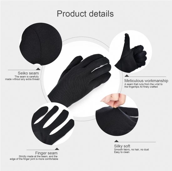 Gants en coton Zwart moyen 4 pièces - 2 paires Gants de protection - Medium - Santé - Hôpital - Centre de Beauty , coiffeur et salon Spa Tatouage - Bijoux - eczéma / allergie / crème pour les mains - bijoutiers / gant de pièces