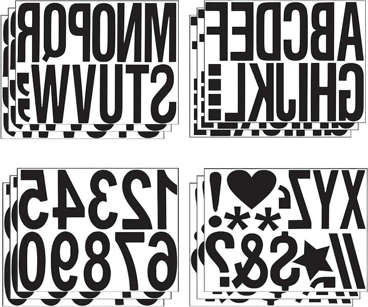 Cijferstickers en Letterstickers Groot - 12 vellen, Zelfklevend, 10 cm, Zwart