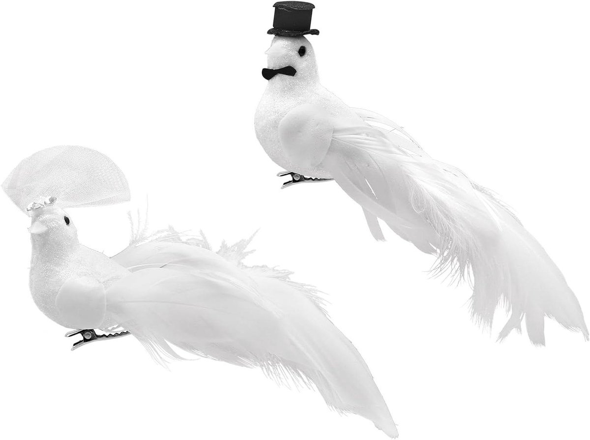 2 paar duivenpaar bruiloftsdecoratie 4 duivendecoratie met clip kunstvogeldecoratie cadeau huwelijkscadeau 15 cm